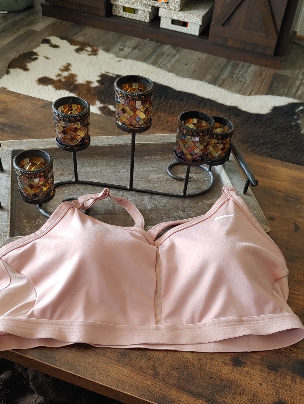 Like New Nike 3X Dri-fit Blush Pink Vented Padded Sexy Sports Bra